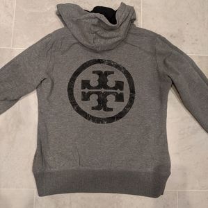 Tory Burch Zip Up Logo Hoodie